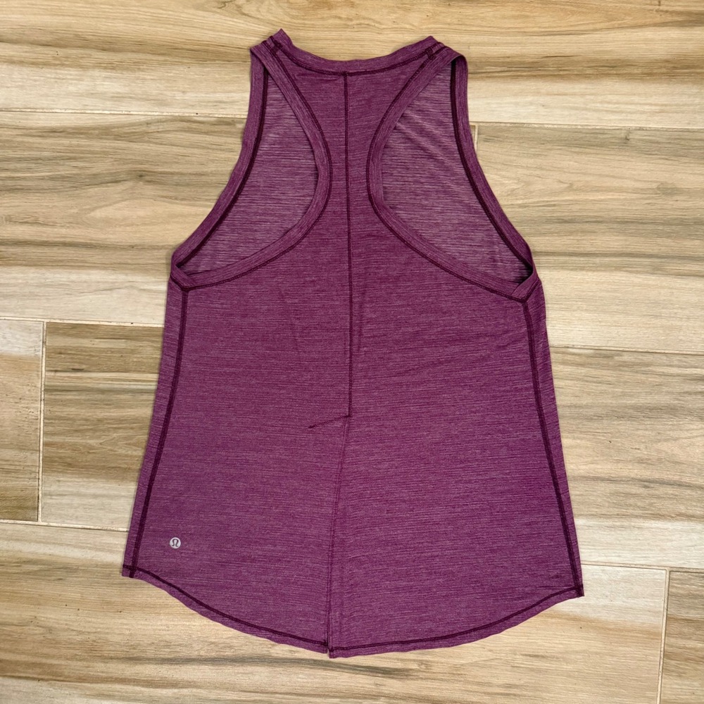 Lululemon Athletica Purple Heathered Split Back Racerback Tank Top High Neck